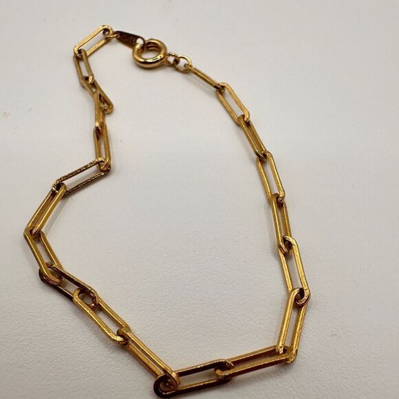 SALE! ESTATE PIECE! 23k GP stamped yellow gold link bracelet! - Picture 4 of 4